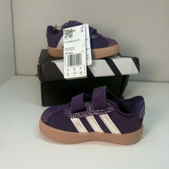 Adidas VL Court 3.0 K Kids US 4K / UK 3 Aurora Plum - Picture 3 of 6